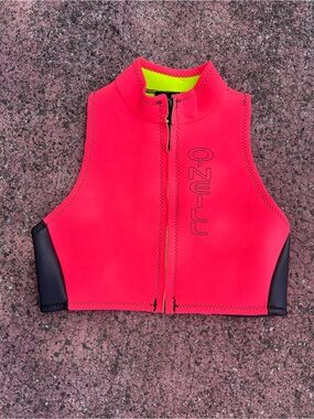 Vintage 80’s Women’s O'Neill Neon Pink & Yellow Neoprene Wetsuit Top Surf Vest S
